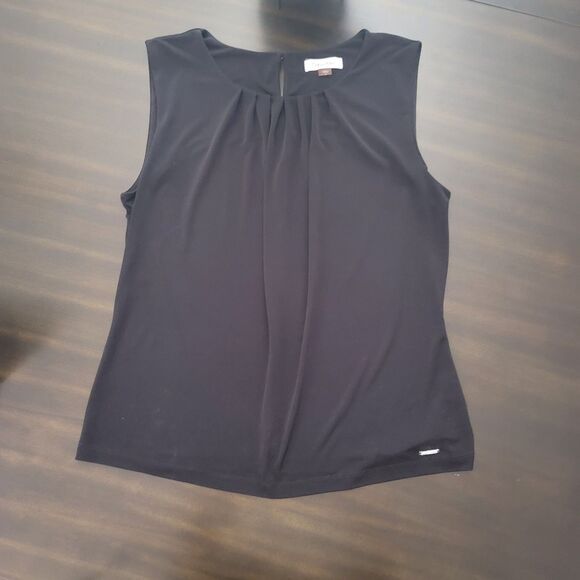 Calvin Klein Tops - Calvin Klein Womens Sleeveless Blouse Size M Pleated Black Dressy Workwear